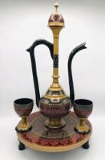Wooden Naqshi Pitcher Set in Pakistan – Handcrafted Serveware & Table Decor | umry khiyam with table