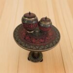 Handcrafted Naqshi Art Accent Table – Decorative Wooden Side Table with two candy jars - Image 3